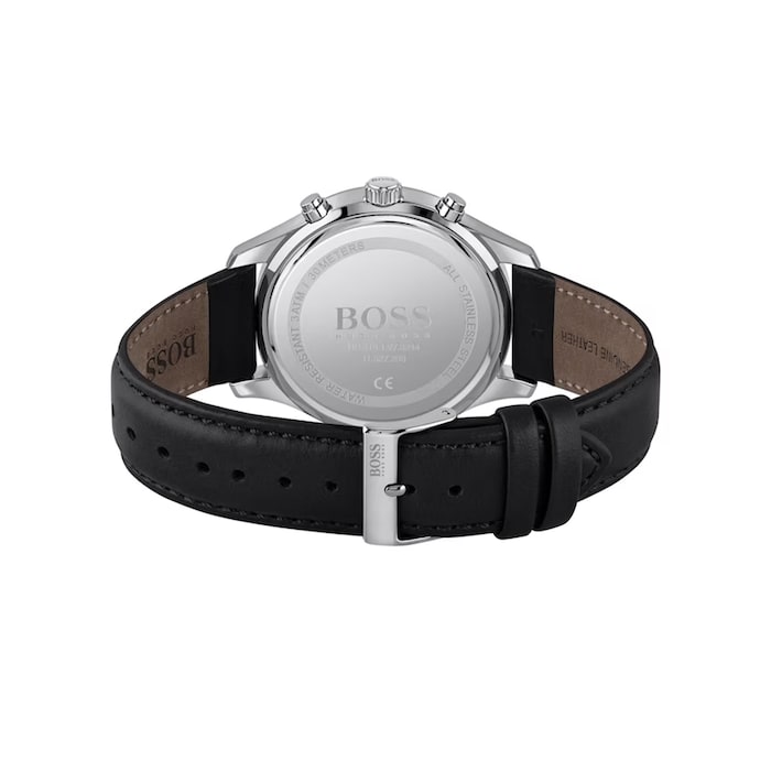BOSS Confidence 42mm Mens Watch and Leather Bracelet Gift Set