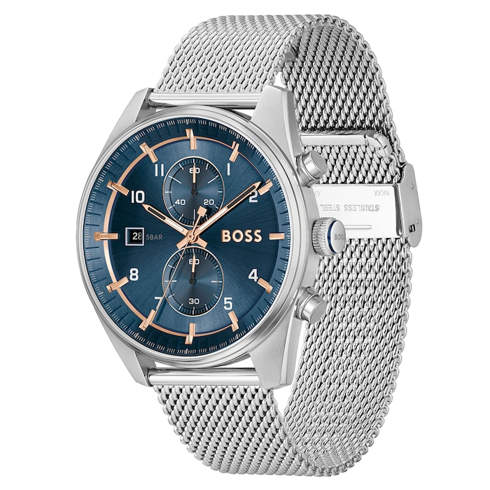 Boss Skytraveller 44mm Mens Watch Blue