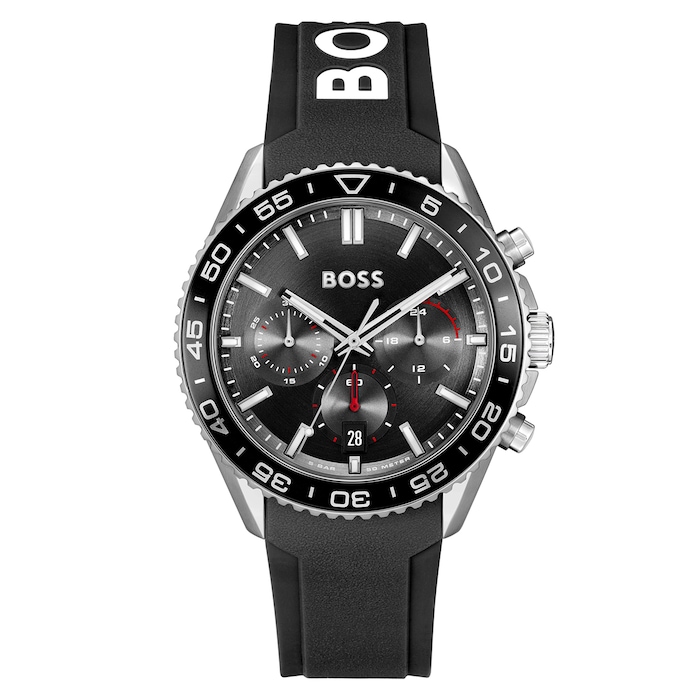 Boss Runner 43mm Quartz Mens Watch Black Rubber