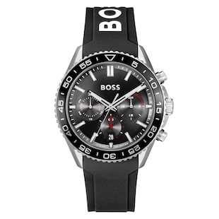 Boss Runner 43mm Quartz Mens Watch Black Rubber