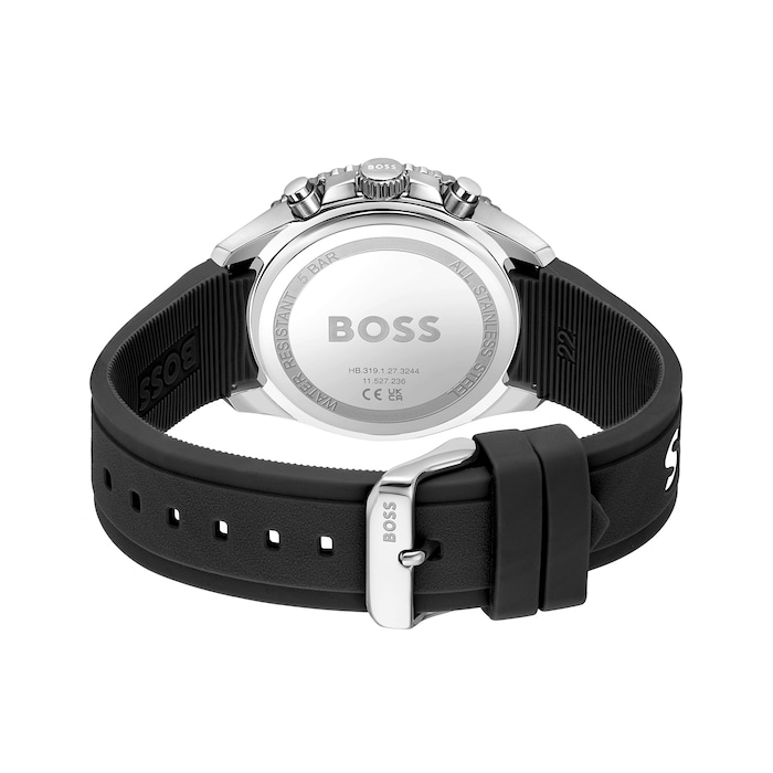 Boss Runner 43mm Quartz Mens Watch Black Rubber