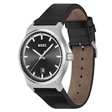 BOSS Candor Black Leather 41mm Mens Watch