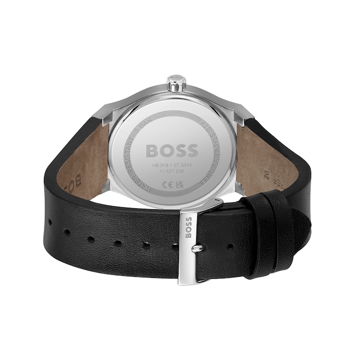 BOSS Candor Black Leather 41mm Mens Watch