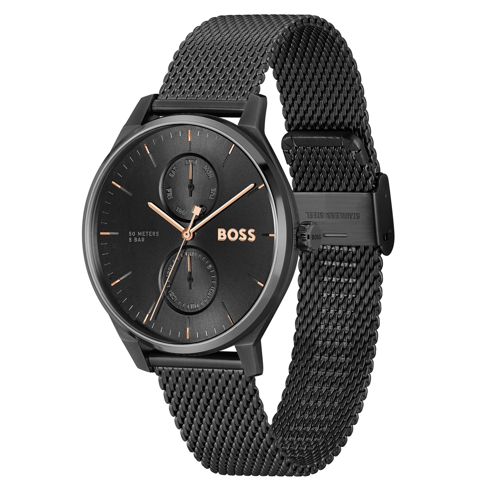 Mens black cheap boss watch