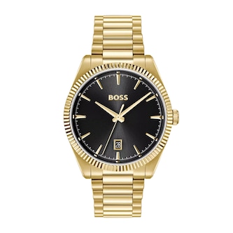 BOSS Cheswick 40mm Mens Watch Yellow Gold Tone Black