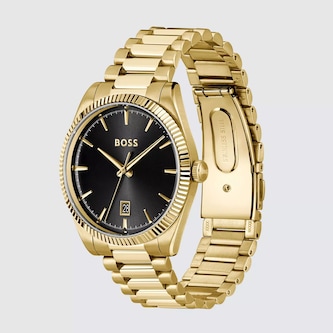 BOSS Cheswick 40mm Mens Watch Yellow Gold Tone Black