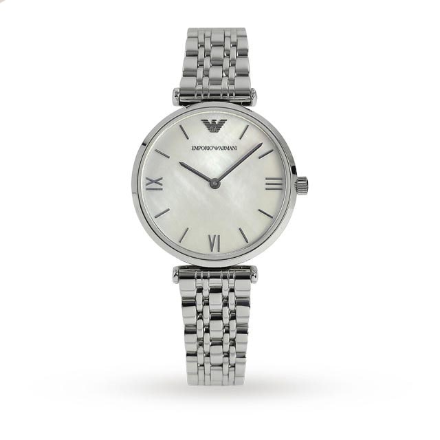 Emporio armani classic mother of pearl clearance dial ladies watch