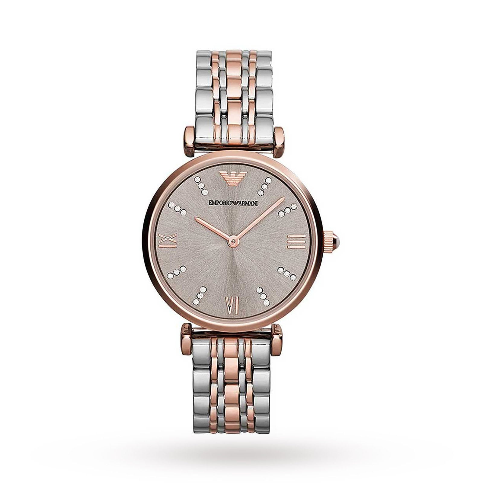 Emporio Armani T Bar Rose Gold Tone Two Tone Ladies Watch AR1840