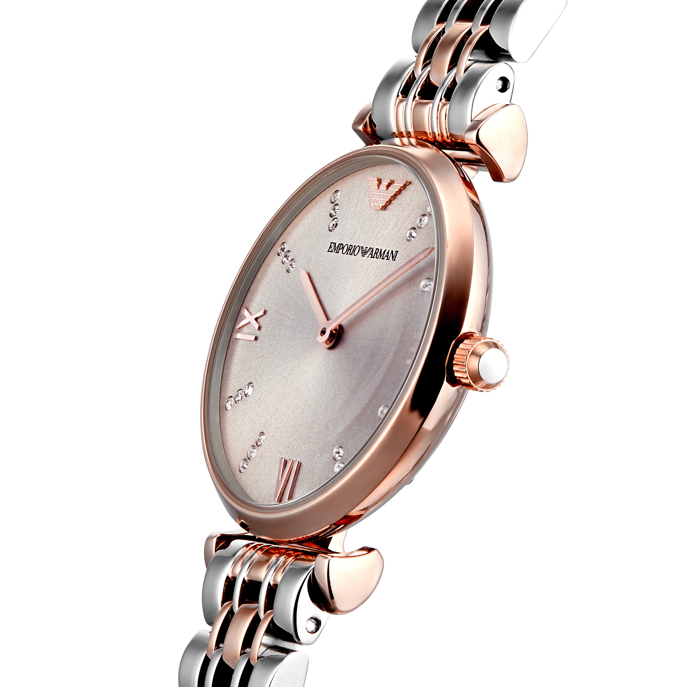 Emporio Armani T Bar Rose Gold Tone Two Tone Ladies Watch AR1840