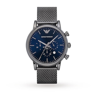 Emporio Armani Grey Mesh Blue Dial Gents Watch