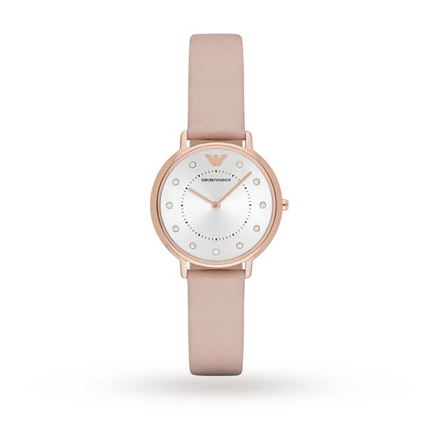 Emporio Armani Women's Crystal Leather Pink Strap Watch