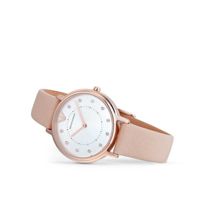 Emporio Armani Women's Crystal Leather Pink Strap Watch