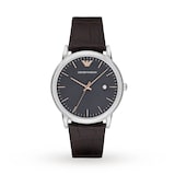 Emporio Armani Mens Dress Dark Brown Leather Strap Watch