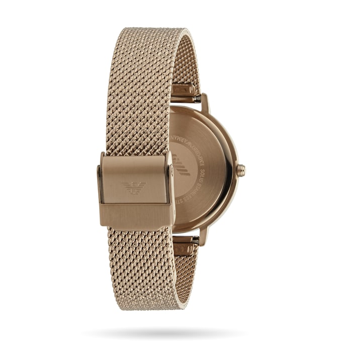 Emporio Armani Rose Gold Tone Mesh Ladies Watch