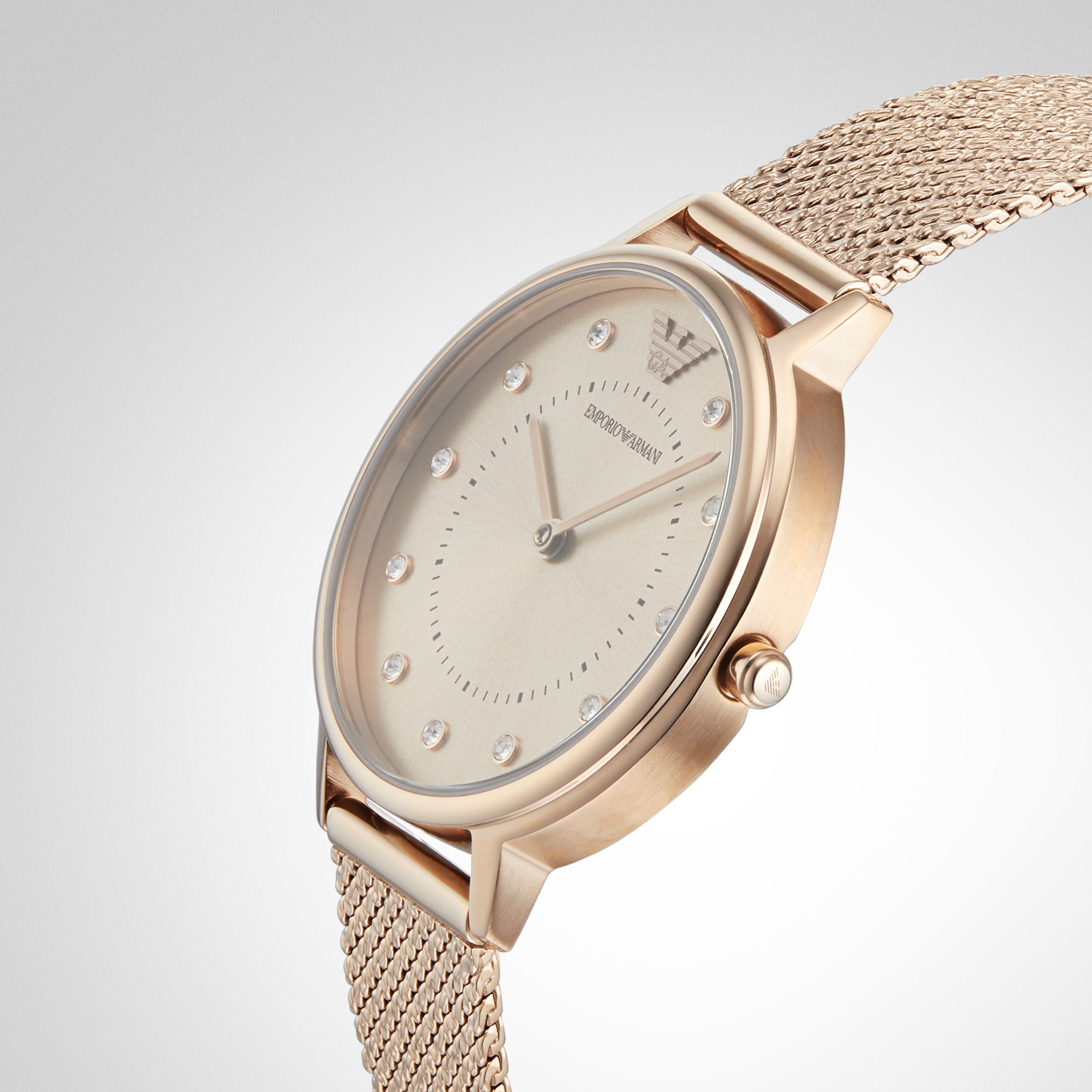 Armani rose deals gold mesh watch