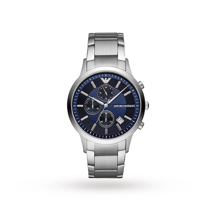 Emporio Armani Stainless Steel and Blue Dial Gents Watch