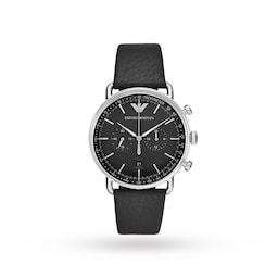 17871352 - Black Leather and Dial Gents Watch