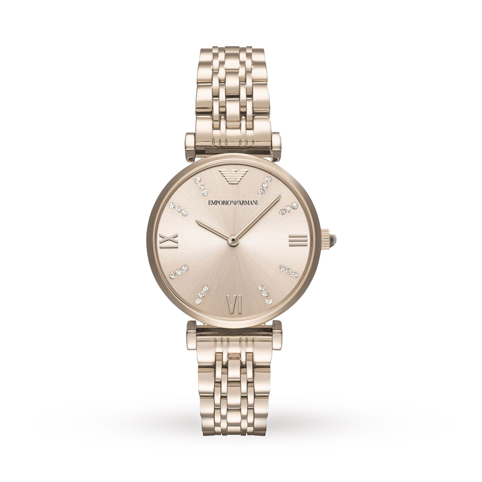 Emporio Armani Gianni T-Bar Rose Gold Tone and Dial Ladies Watch