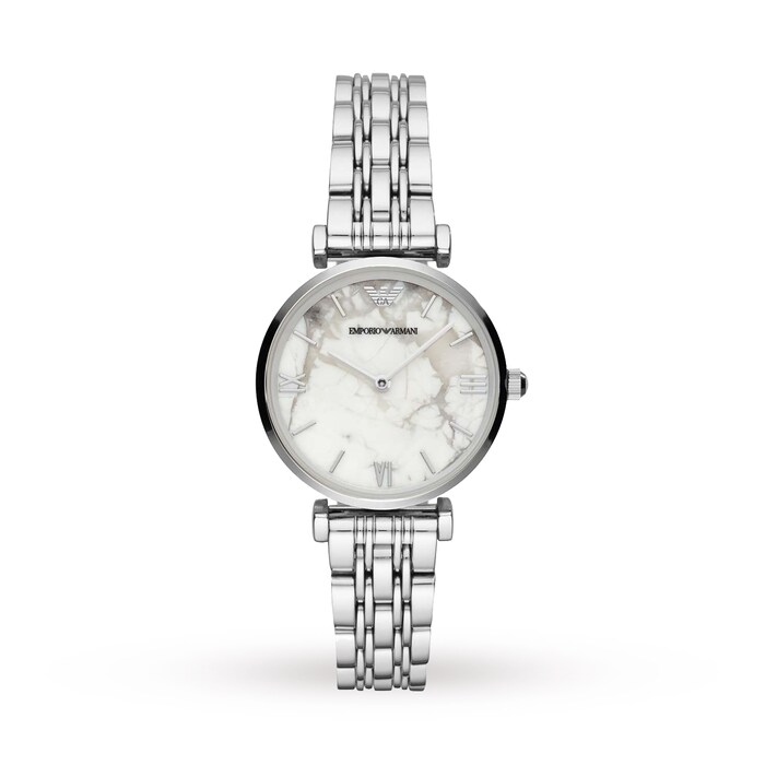 Emporio Armani T-Bar Stainless Steel Marble Tone Ladies Watch