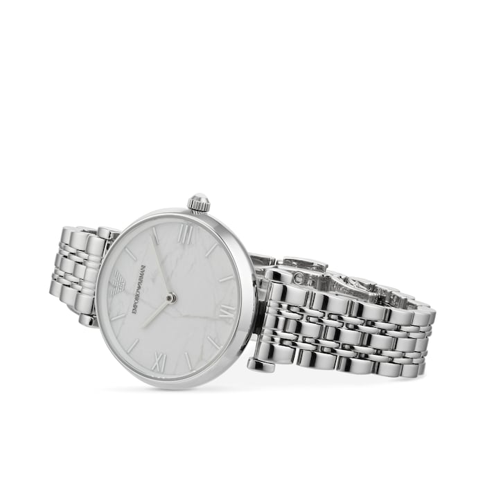 Emporio Armani T-Bar Stainless Steel Marble Tone Ladies Watch