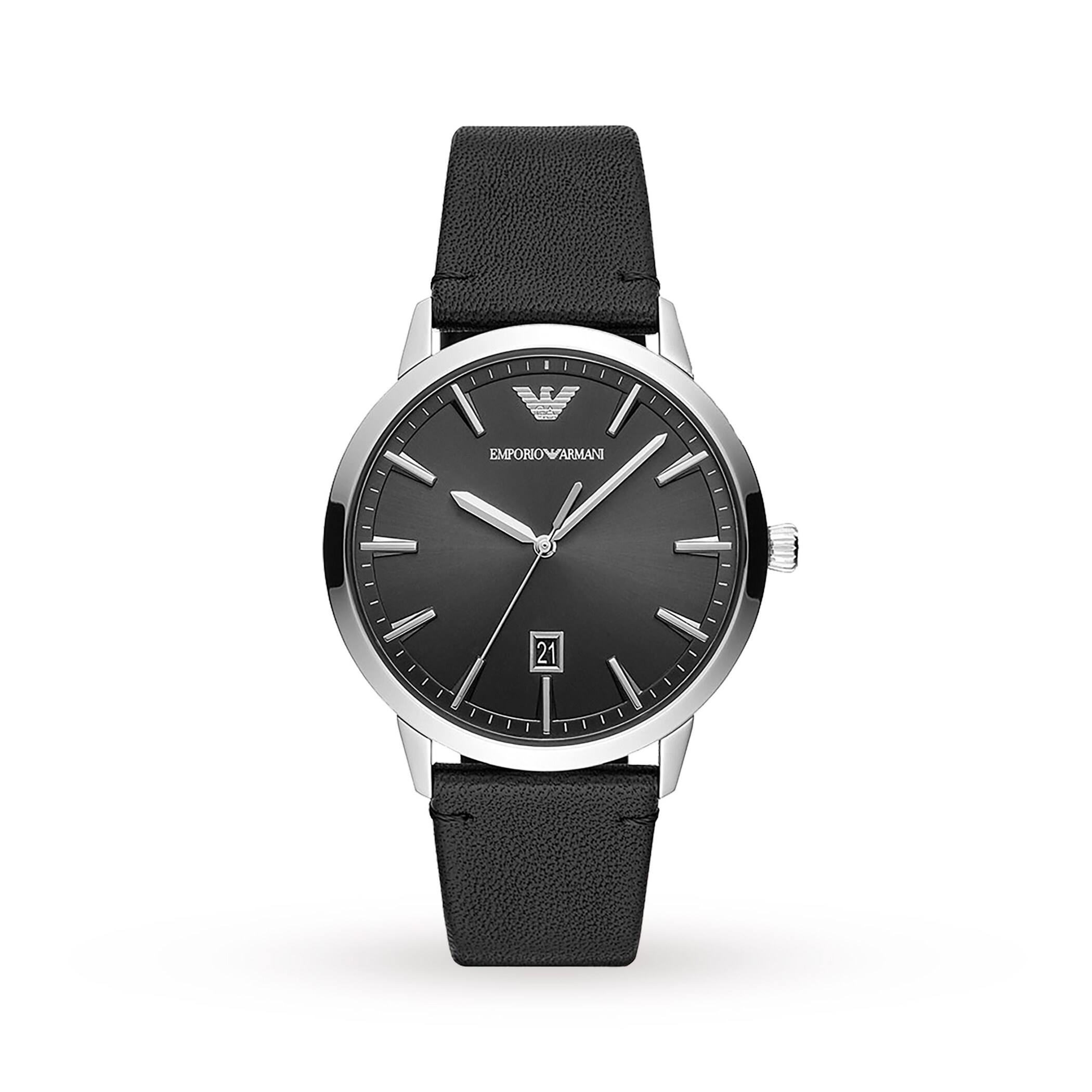 Emporio Armani Black Leather Gents Watch Emporio Armani Black Leather Gents Watch