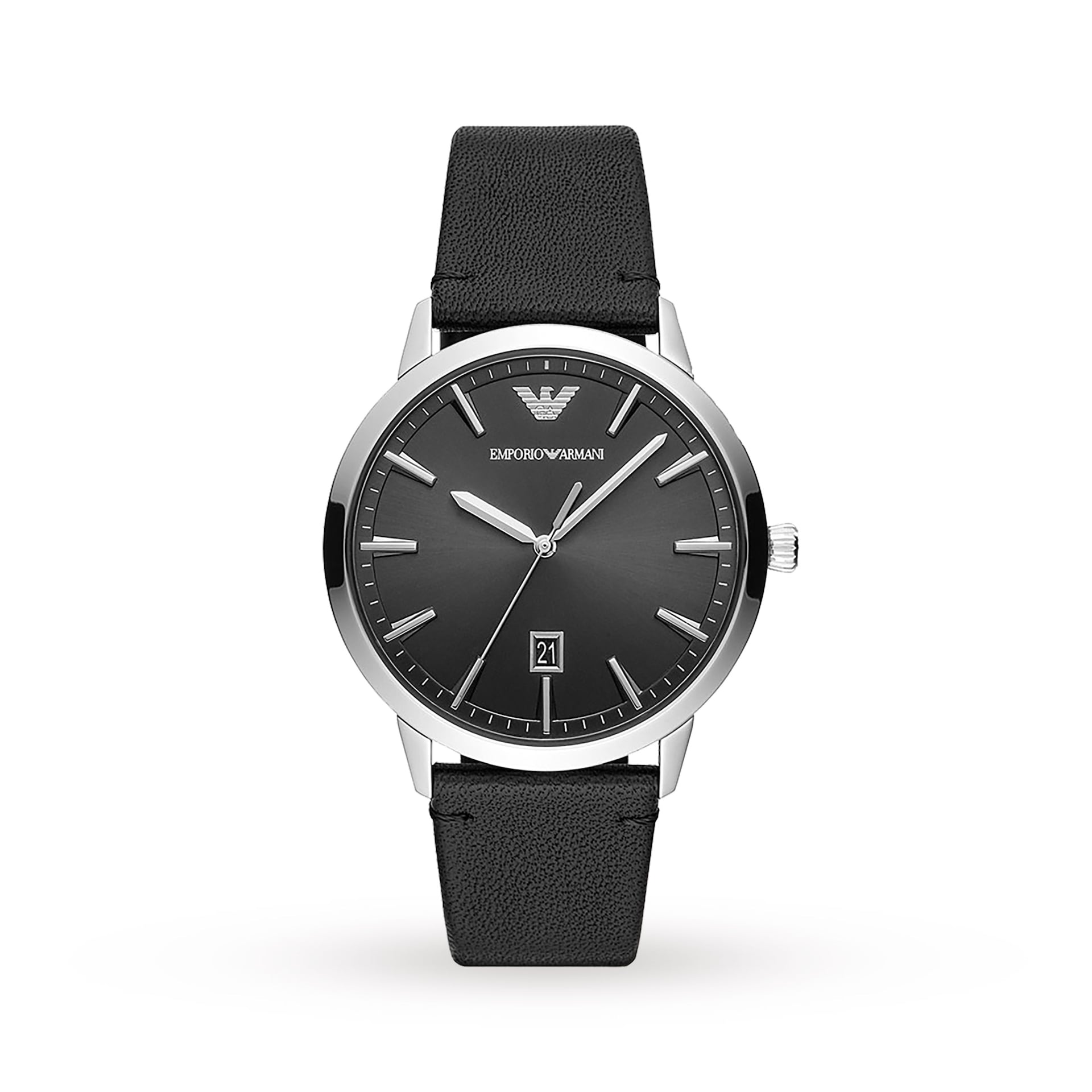 Emporio Armani Black Leather Gents Watch