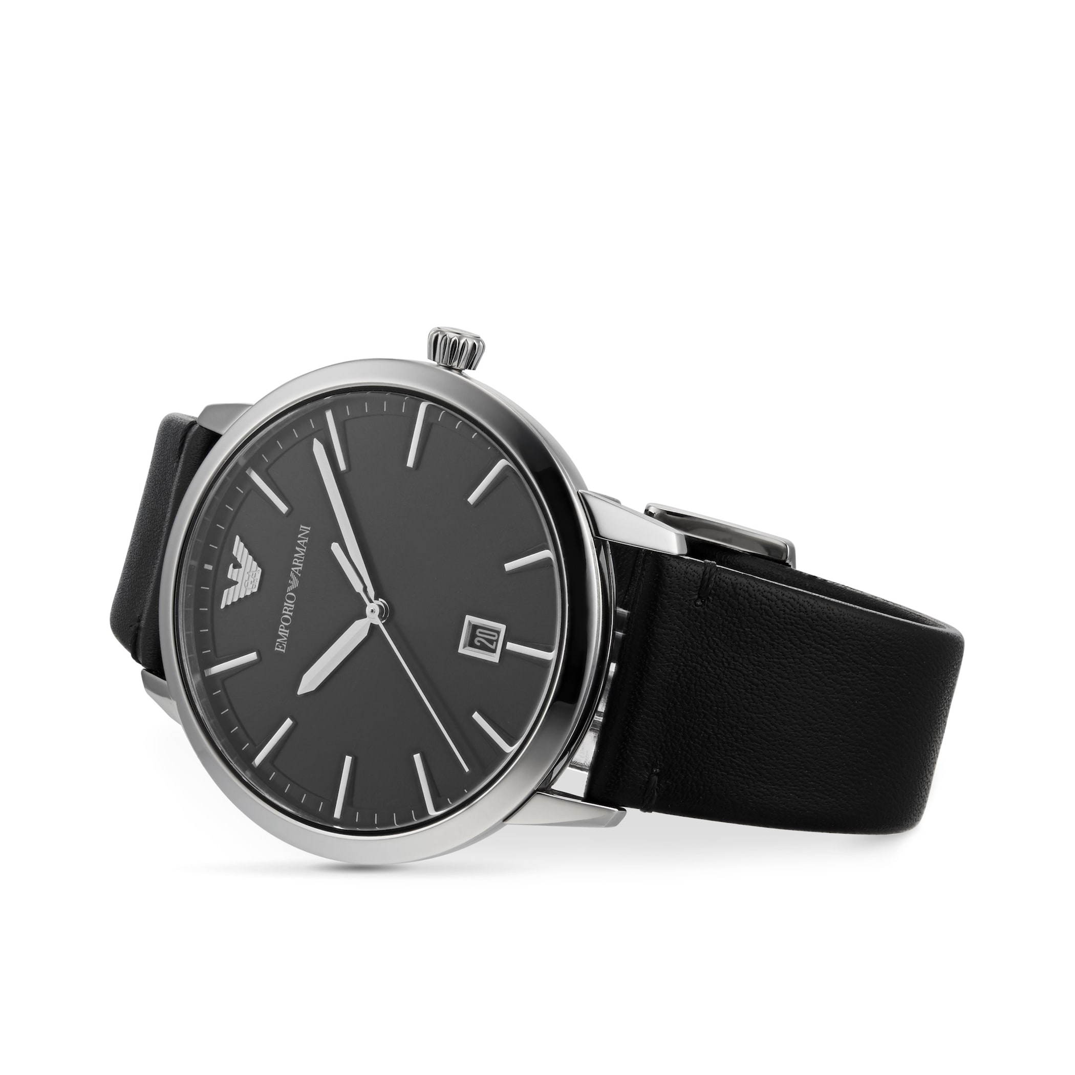 Emporio Armani Black Leather Gents Watch Emporio Armani Black Leather Gents Watch