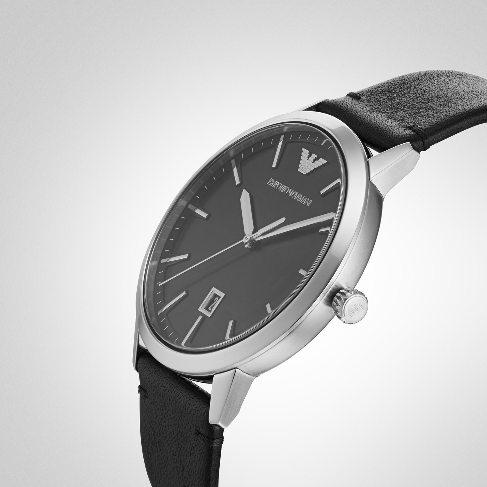 Emporio Armani Black Leather Gents Watch Emporio Armani Black Leather Gents Watch