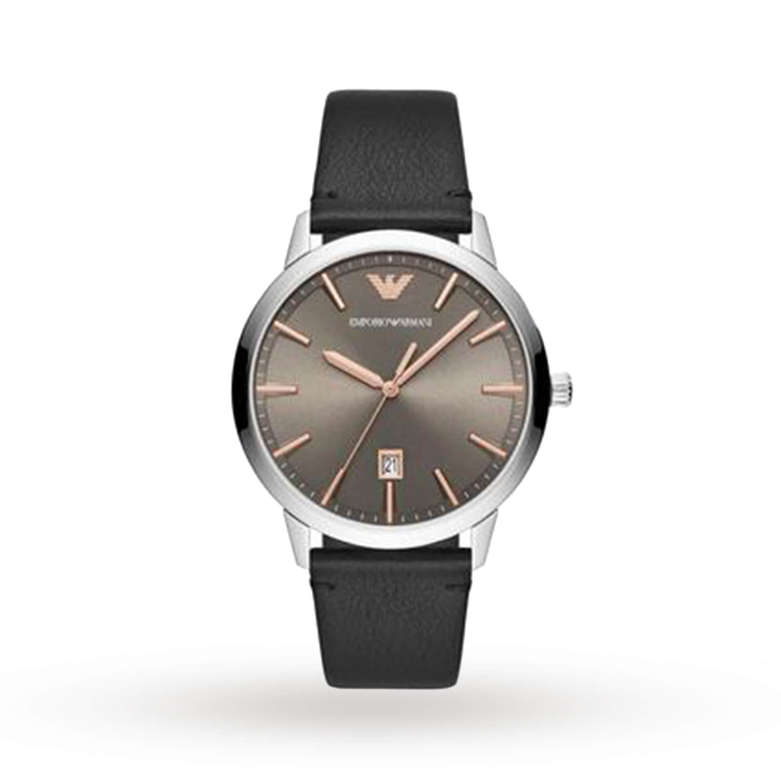 Emporio Armani Black Leather Gents Watch