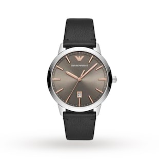Emporio Armani Black Leather Gents Watch