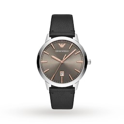 17871378 - Black Leather Gents Watch