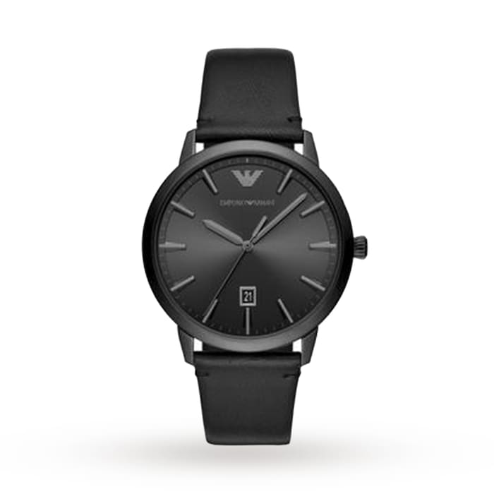 Emporio Armani Black Leather and Black Dial Gents Watch AR11278 ...