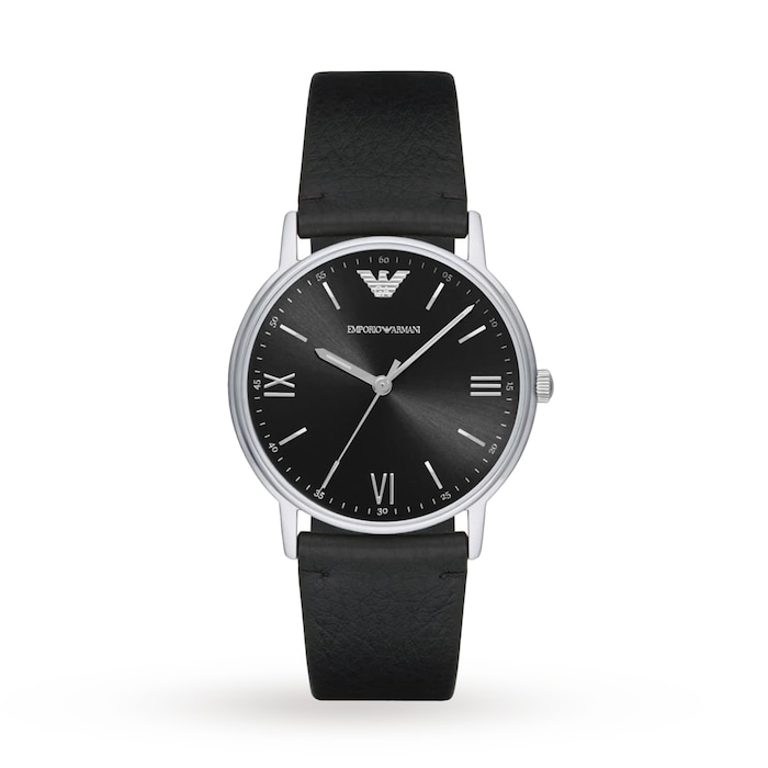 Emporio Armani Black Leather Gents Watch