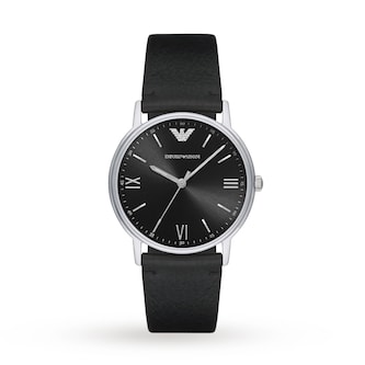 Emporio Armani Black Leather Gents Watch AR11013 | Goldsmiths