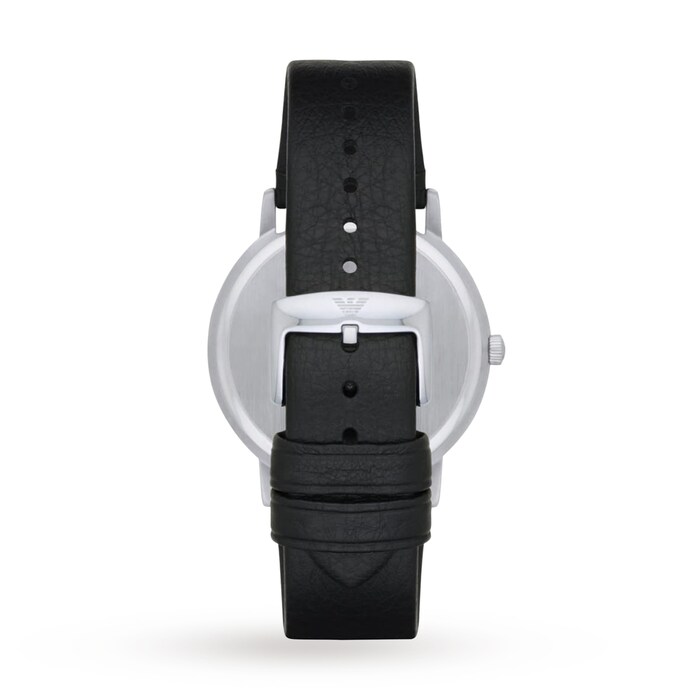 Emporio Armani Black Leather Gents Watch