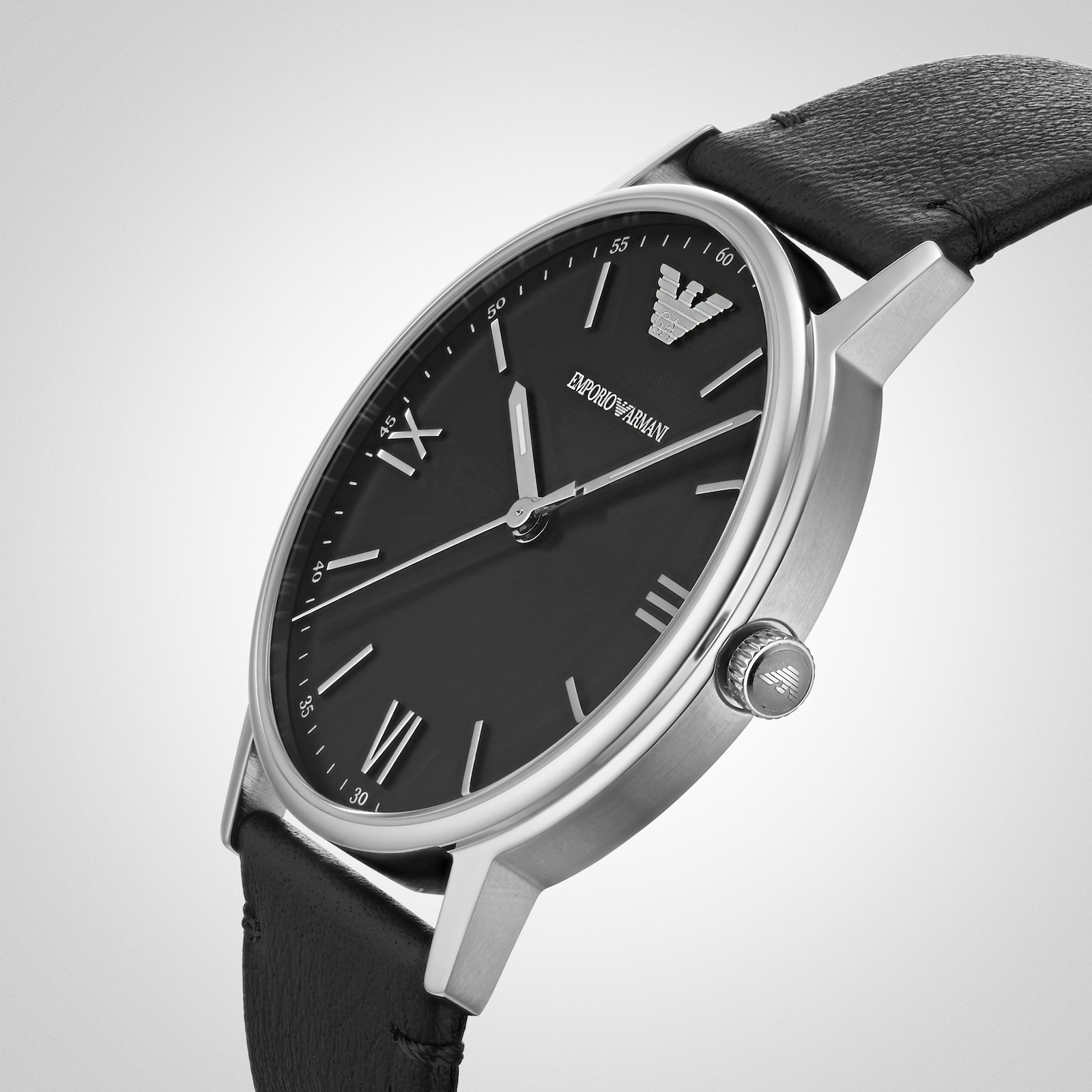 Emporio Armani Black Leather Gents Watch AR11013 | Goldsmiths