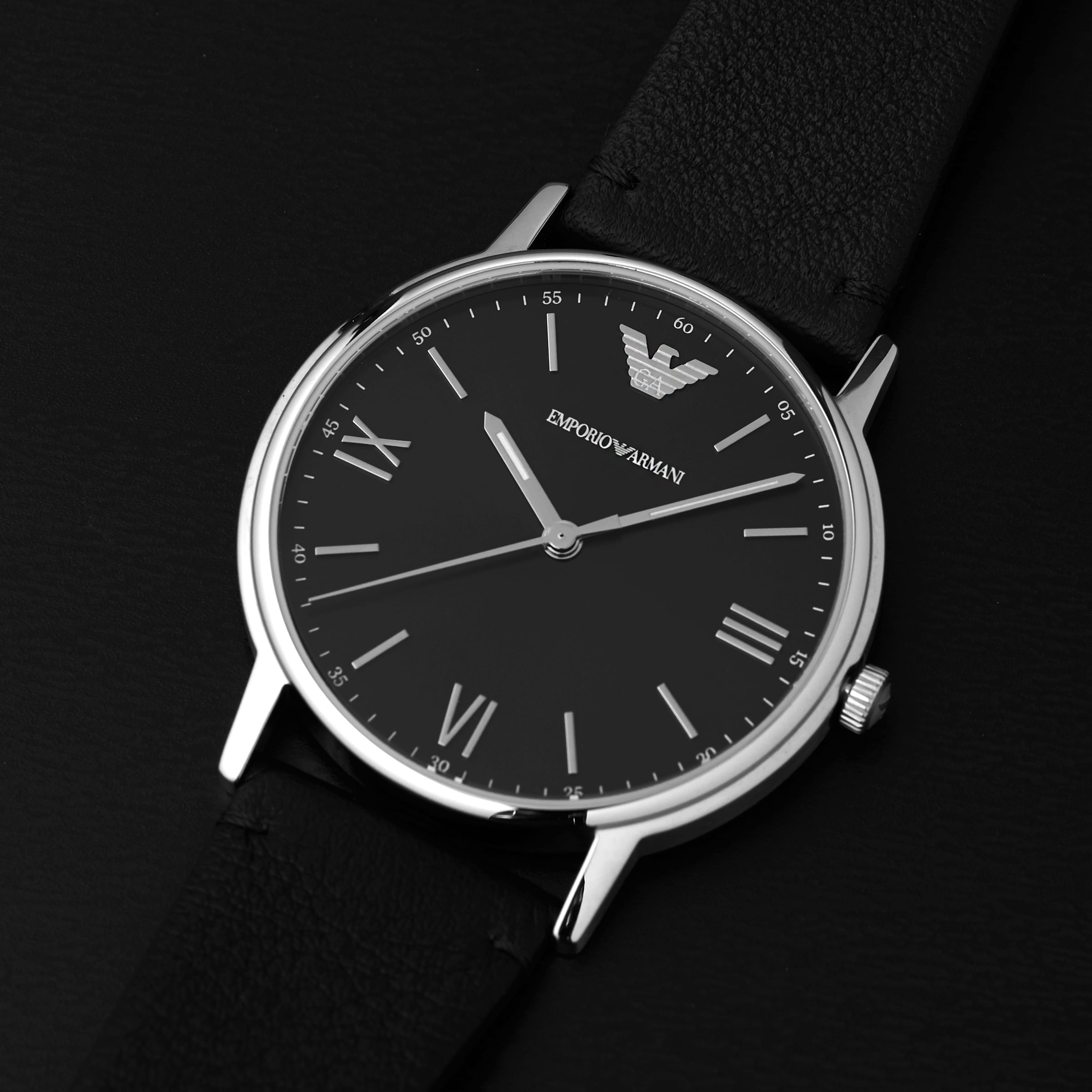 Black Leather Gents Watch