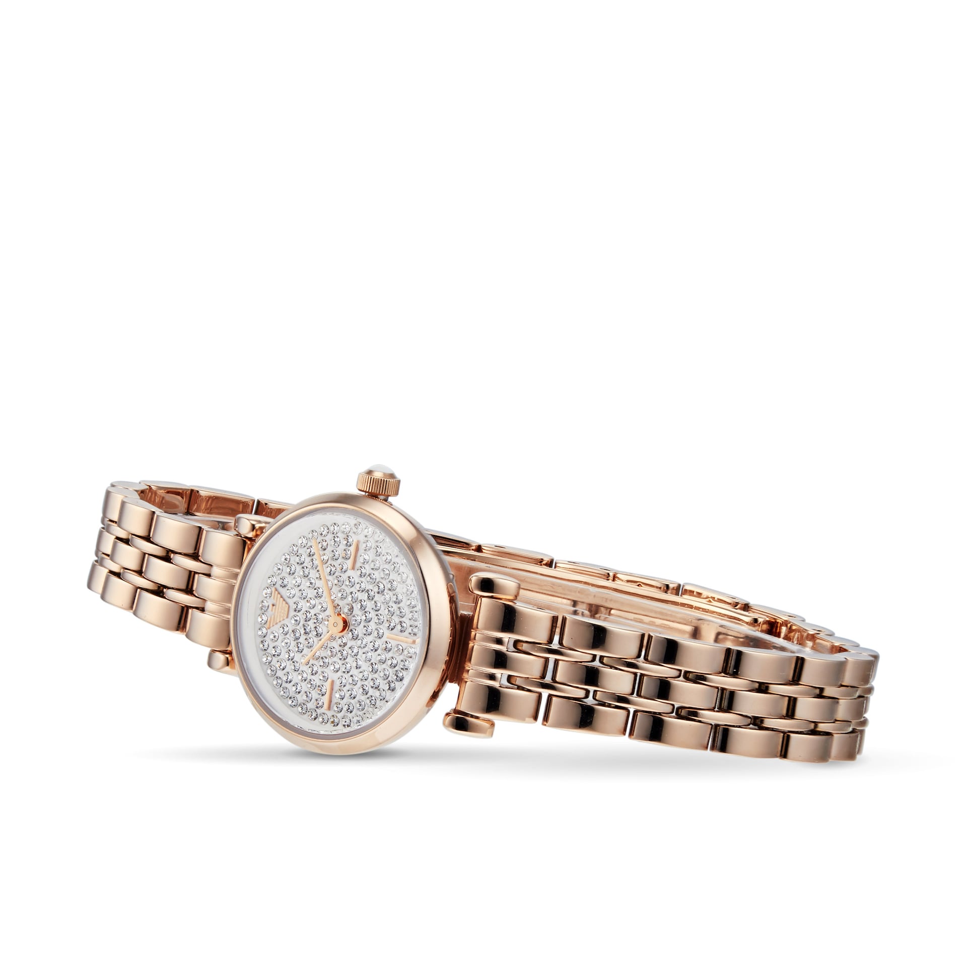 Emporio Armani T-Bar Rose Gold Tone and White Dial Ladies Watch