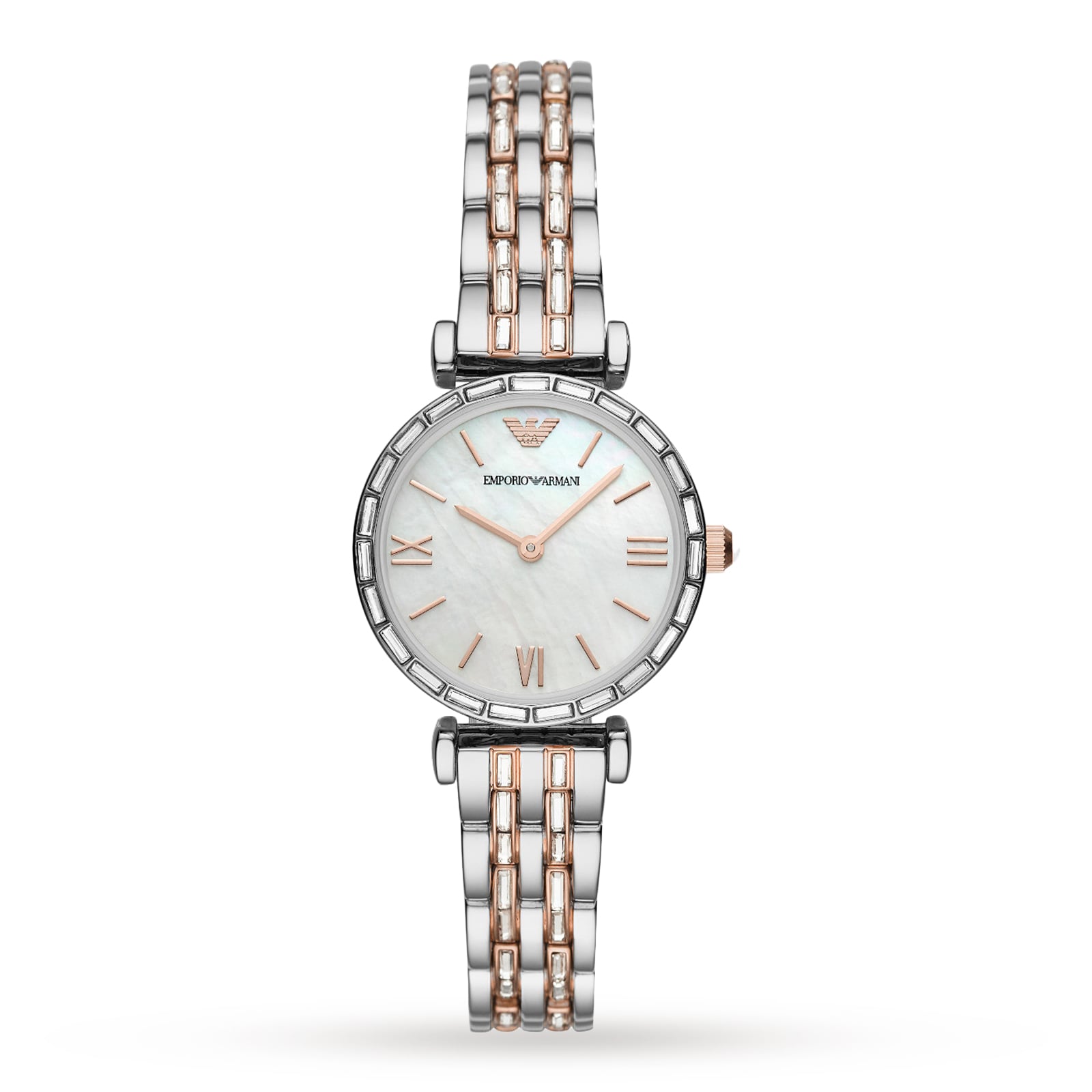 t-bar silver and mother of pearl tone ladies watch