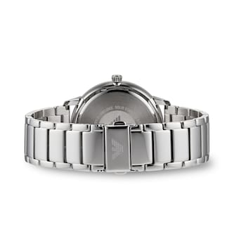 Emporio Armani Mens Date Stainless Steel Bracelet Strap Watch, Silver/Blue