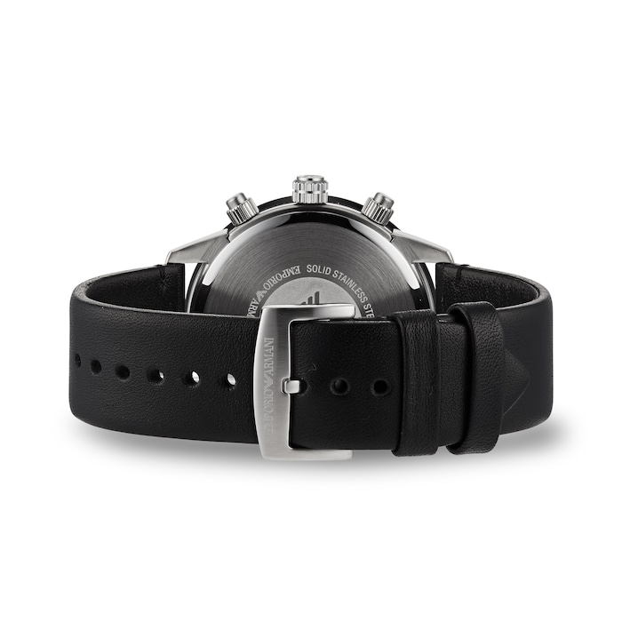 Emporio Armani Black Leather Gents Watch