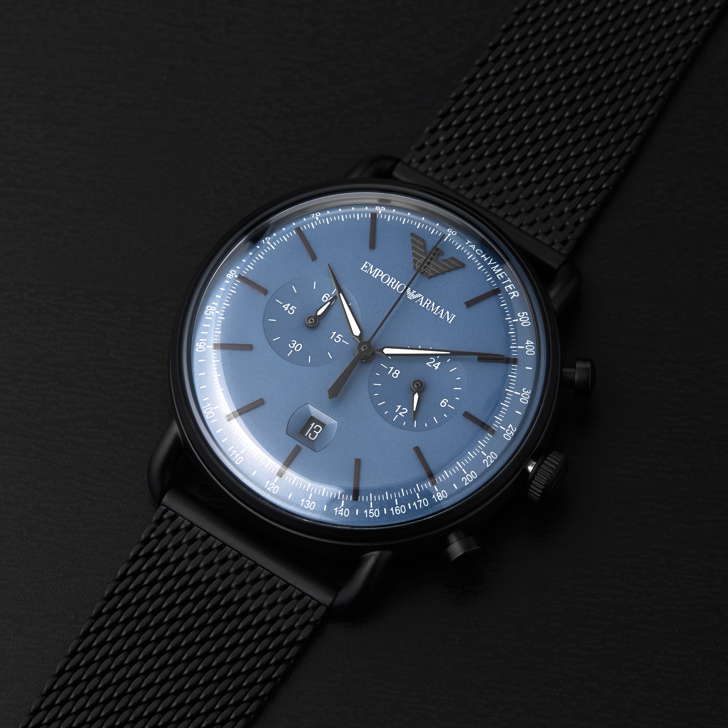 Emporio Armani Black Mesh Gents Watch AR11201 | Goldsmiths