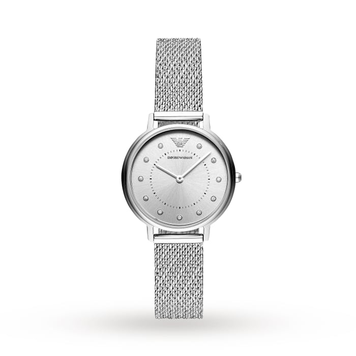 Emporio Armani Silver Tone Mesh Ladies Watch AR11128 | Goldsmiths