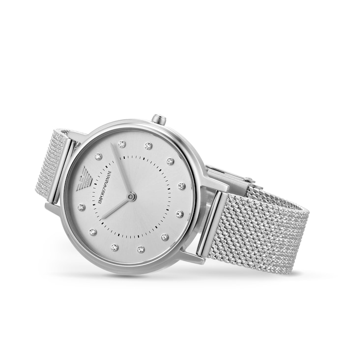 Emporio Armani Silver Tone Mesh Ladies Watch AR11128 | Goldsmiths