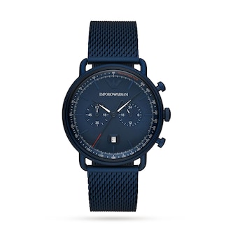 Emporio Armani 43mm Mens Blue Mesh Watch