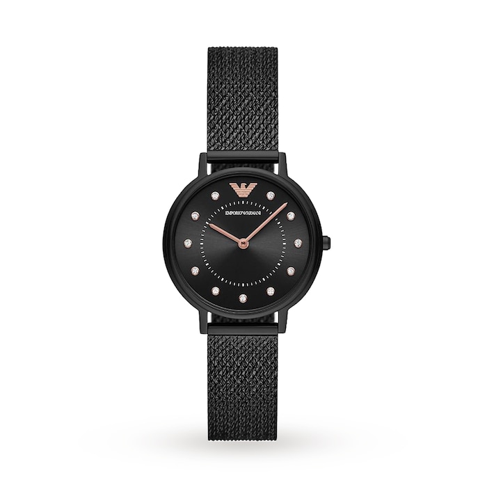 Emporio Armani 32mm Ladies Black Mesh Watch