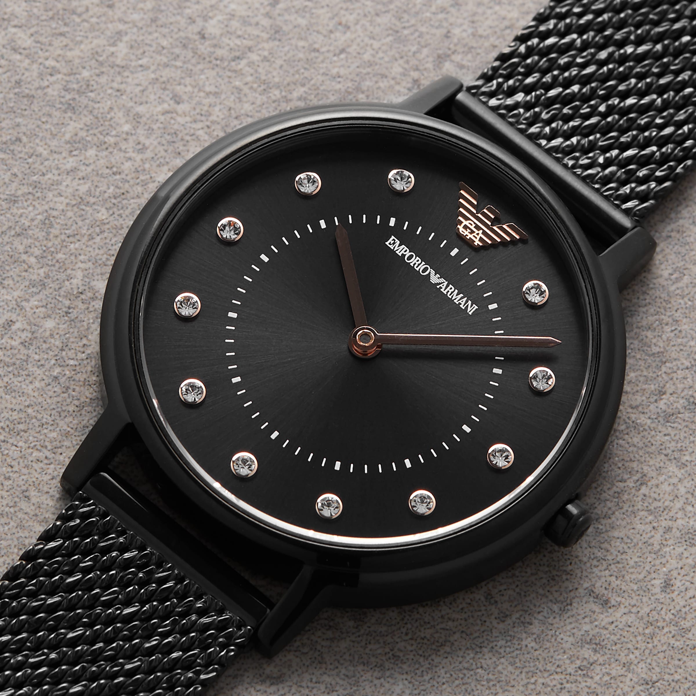 Armani black mesh online watch