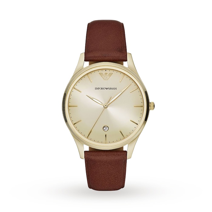 Emporio Armani Men's Date Leather Strap Watch