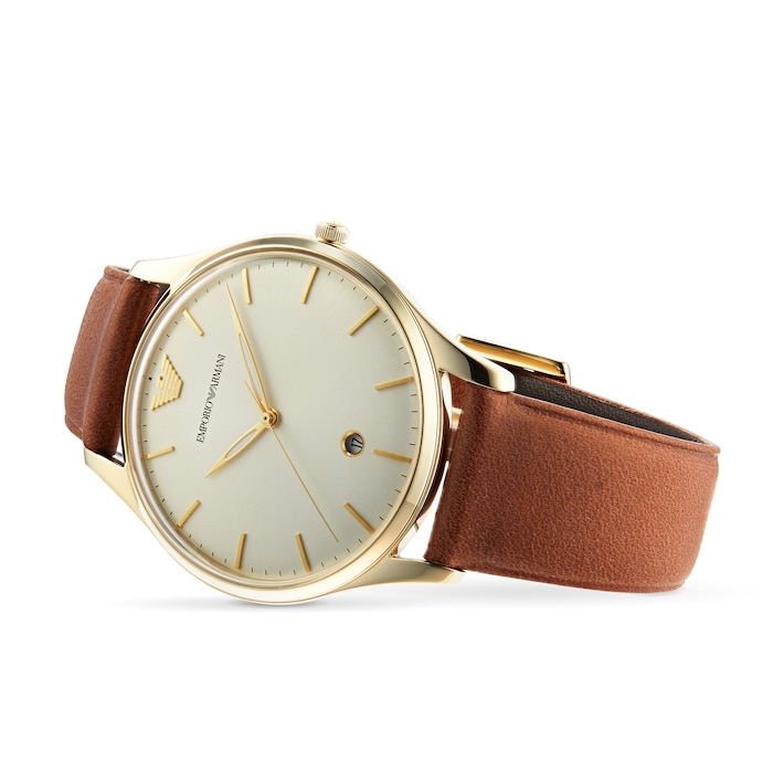 Emporio Armani Men's Date Leather Strap Watch AR11312 | Goldsmiths