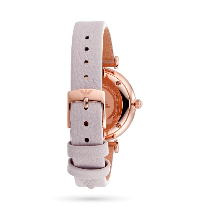 Emporio Armani T-Bar Ladies Pink Leather Strap Watch